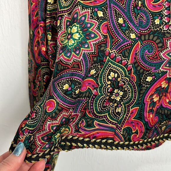 Maggy London Vintage Silk Button Closure Paisley Print Jacket Size 14 - Picture 5 of 10